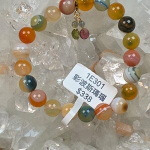 十一悦專屬【山茶花平安扣手串】彩波斯瑪瑙 (#1E3) by PrisFlame