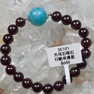 十一悦專屬【山茶花能量珠手串】天河石榴石・行動幸運星 (#3E1) by PrisFlame